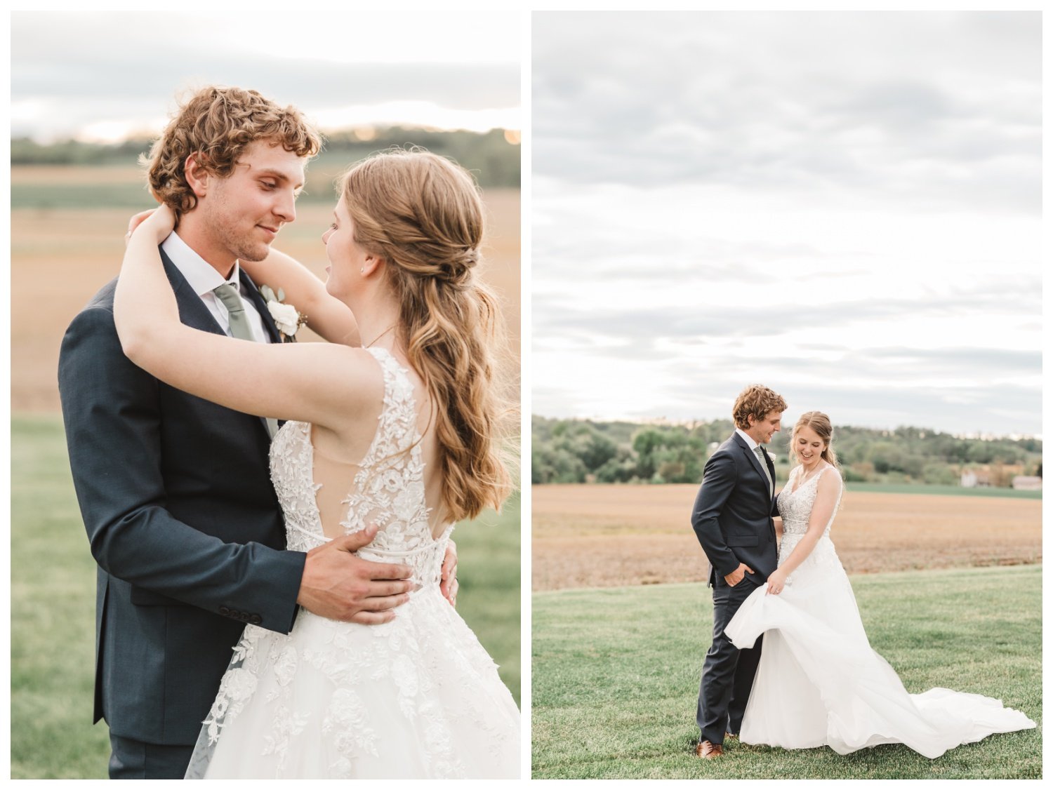 Harvest View Barn at Hershey Farms Wedding, sunset pictures, bride &amp; groom