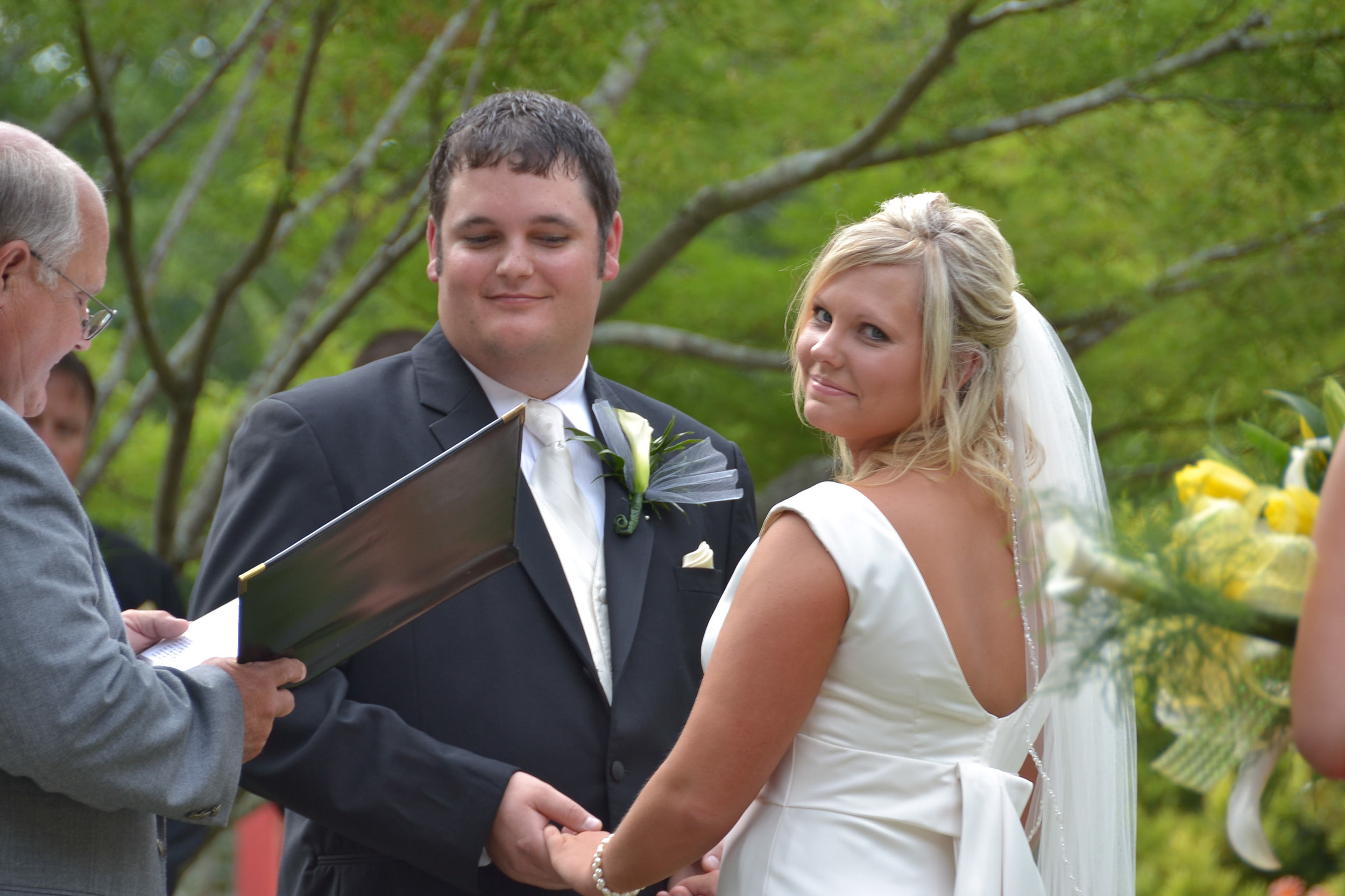 Wedding Ceremony at the Wilmington arboretum.