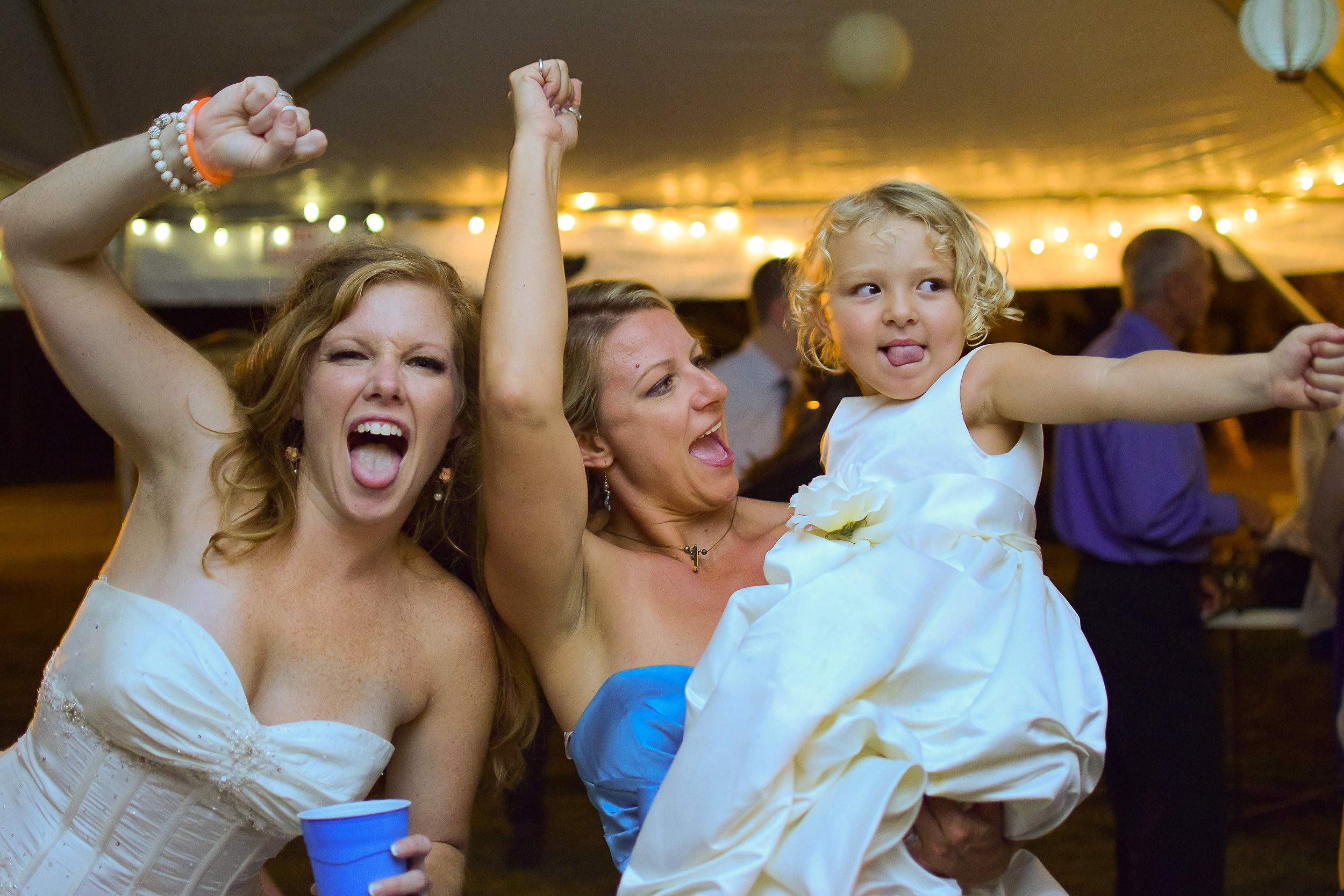 Bride dancing at wedding.