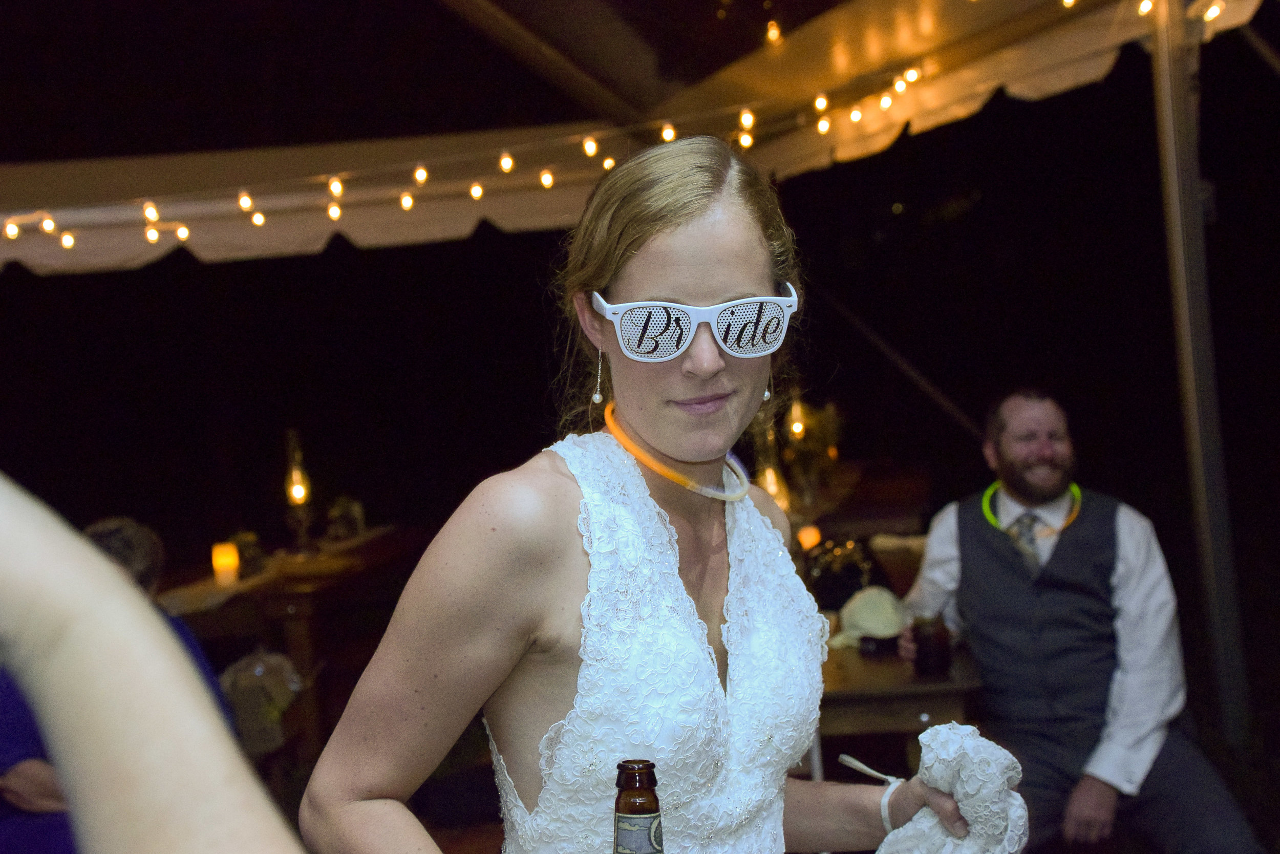 Bride with funky sunglasses.