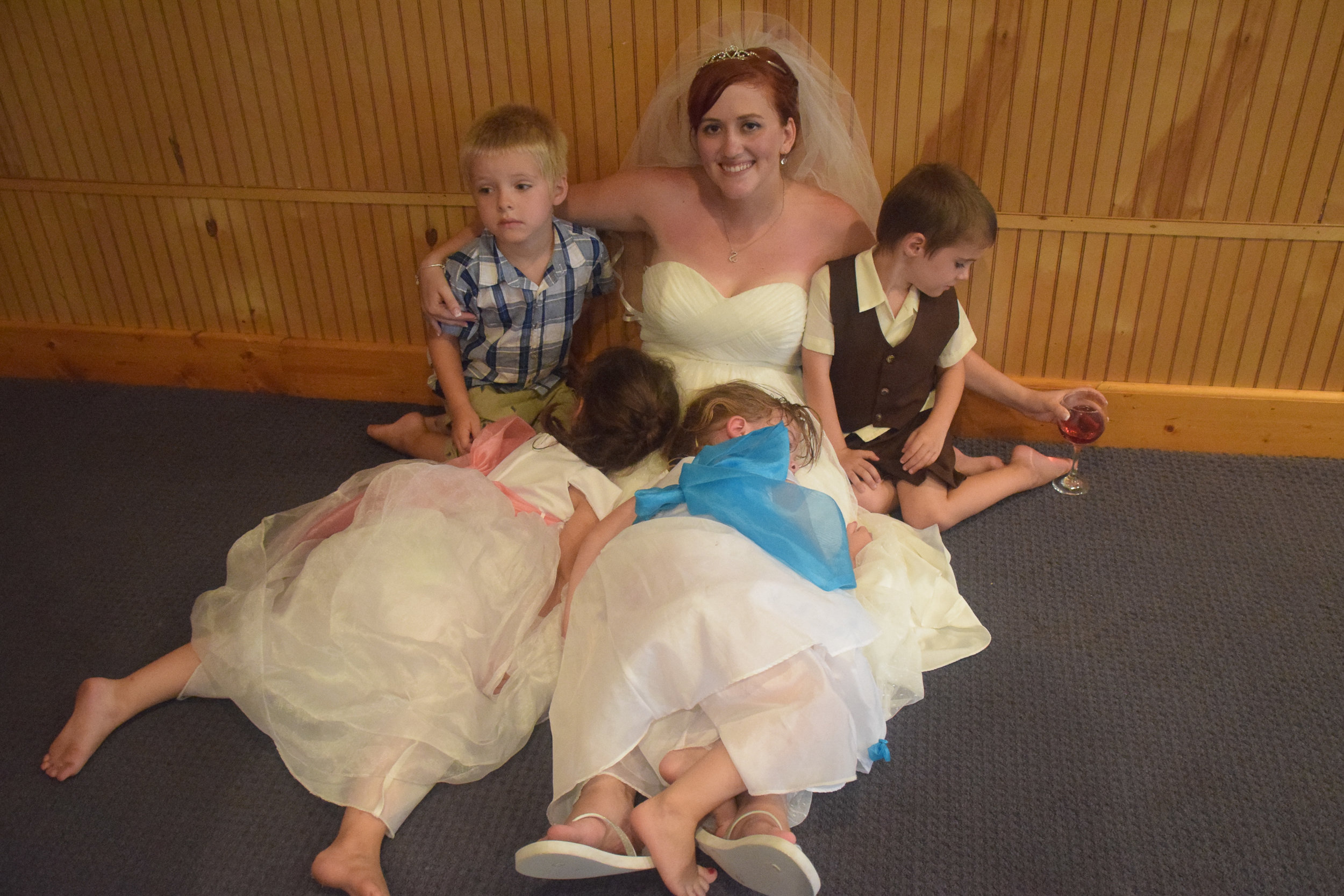 Bride with kids.