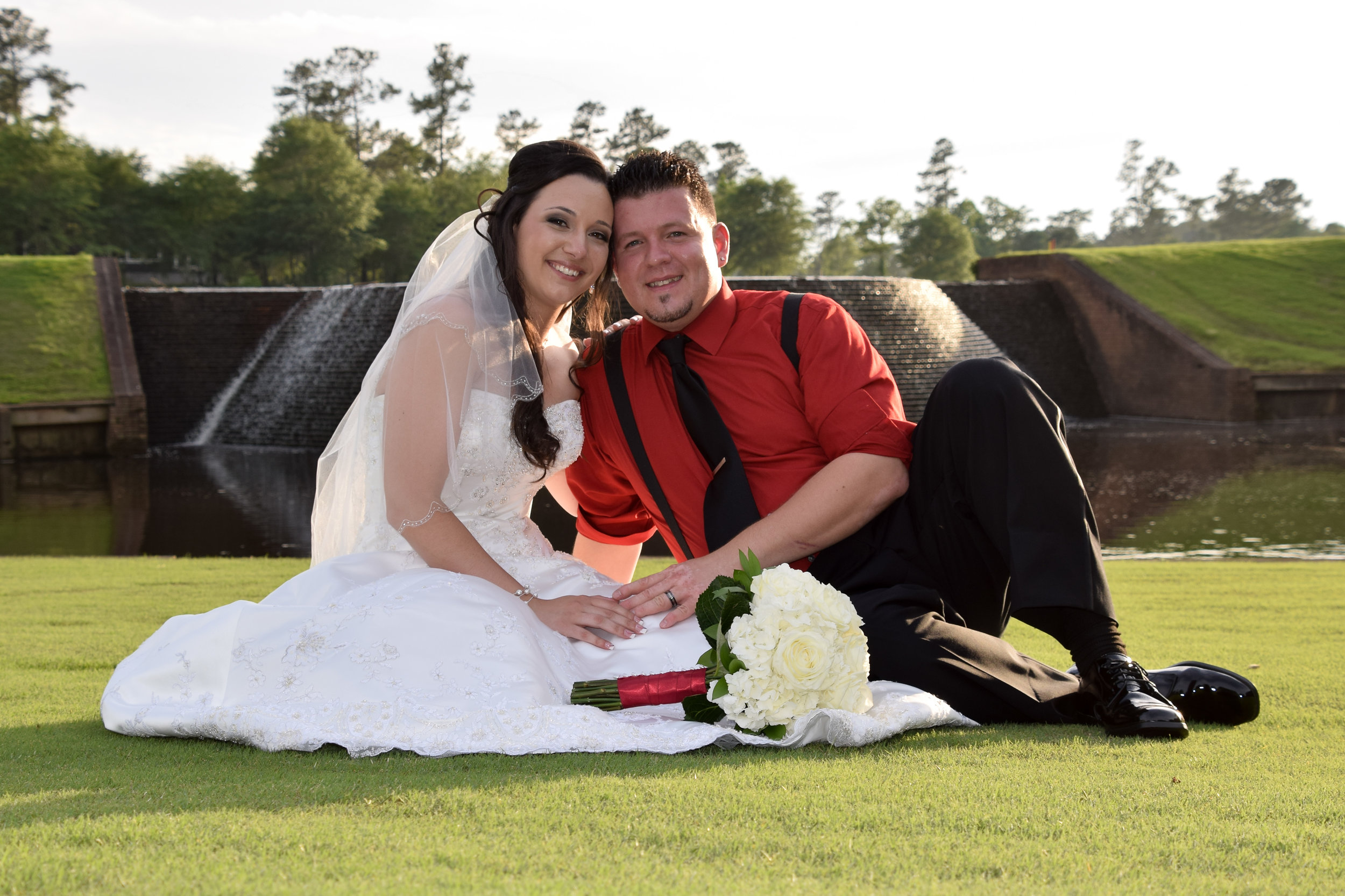 Posed wedding portrait at River Landing, NC