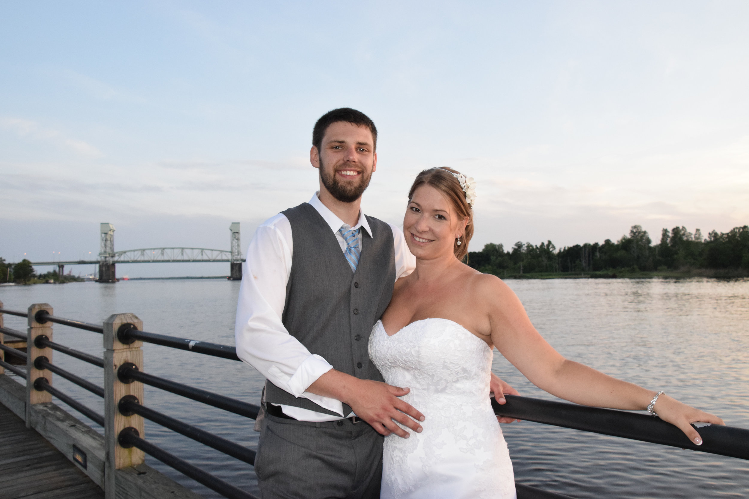 Posed bride and groom photo.