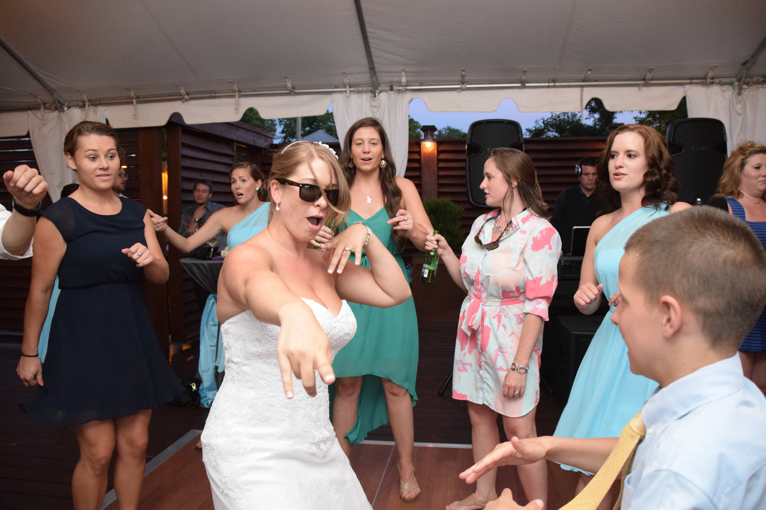 Bride dancing at reception.