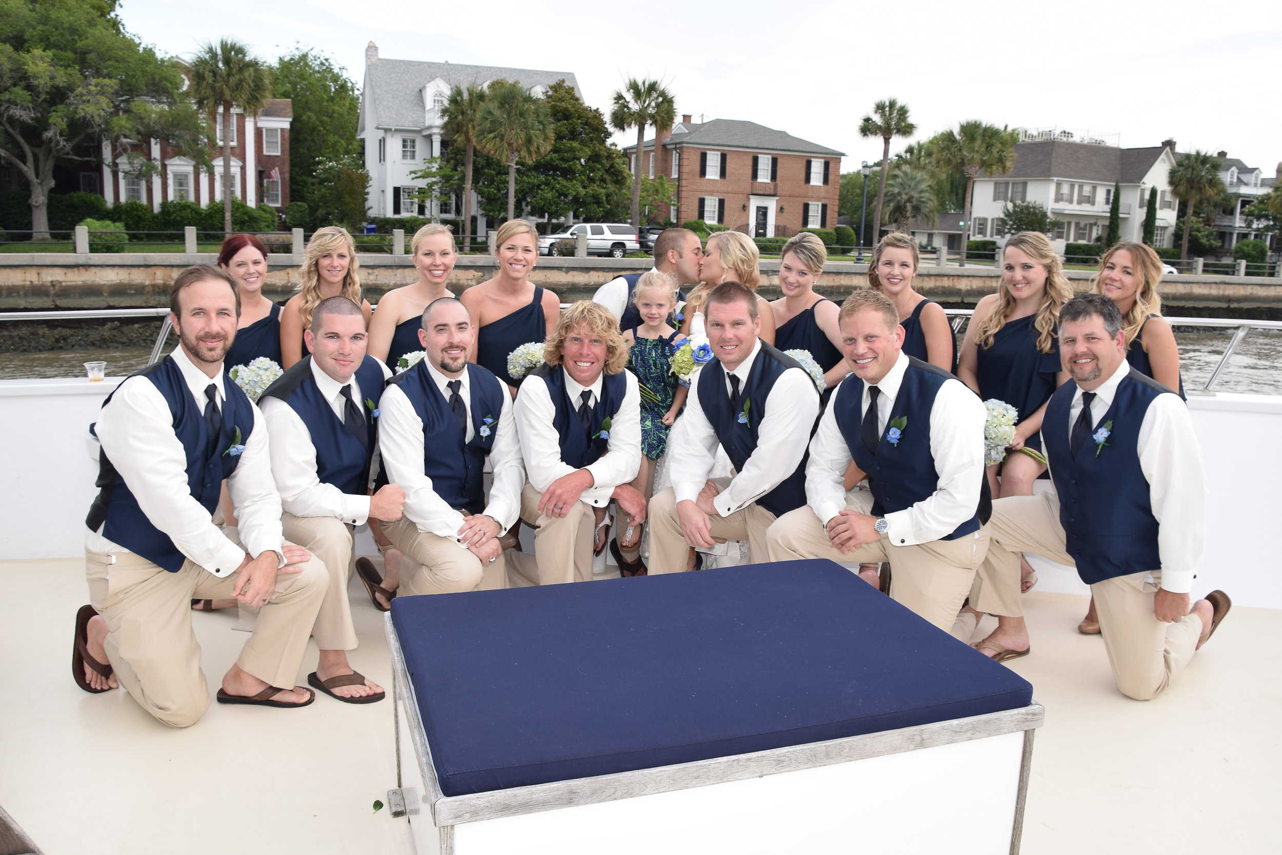 Wedding Party shot aboard the Carolina Girl in Charleston, SC.