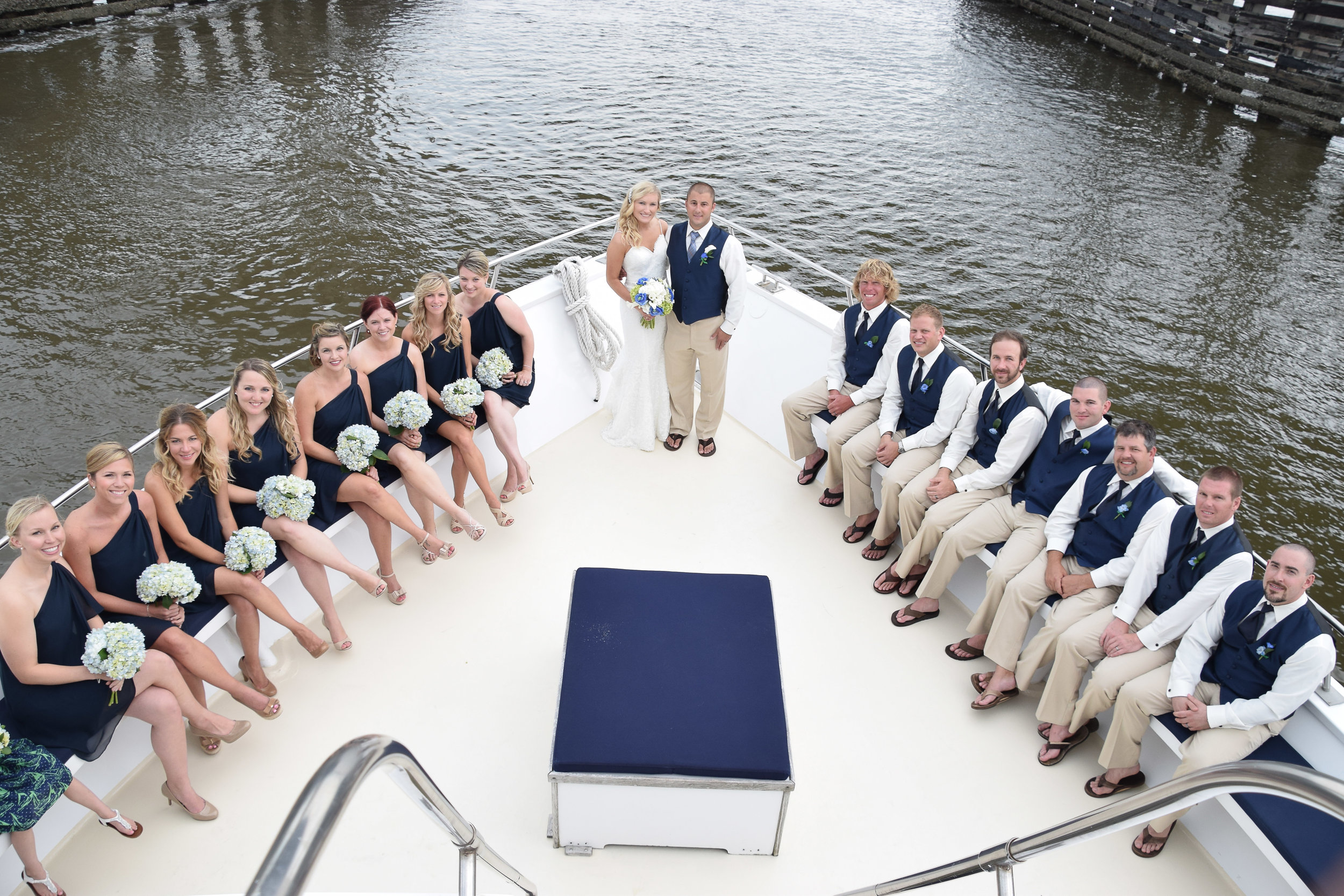 Bridal Party aboard the Carolina Girl in Charleston, SC.