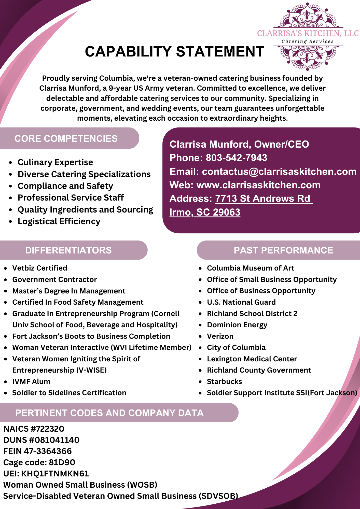 Capability Statement | Discover Exceptional Catering – Book Now ...