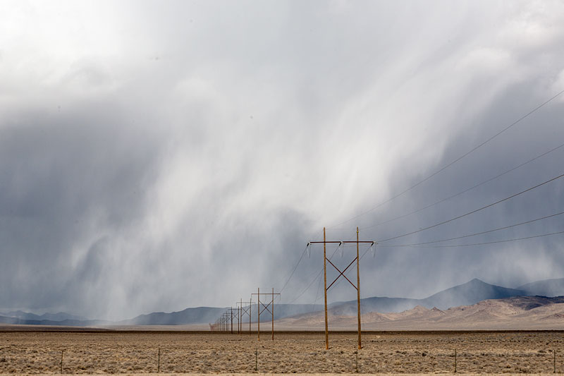 Snow Shower Over Power Lines. Highway 50, NV. 2012