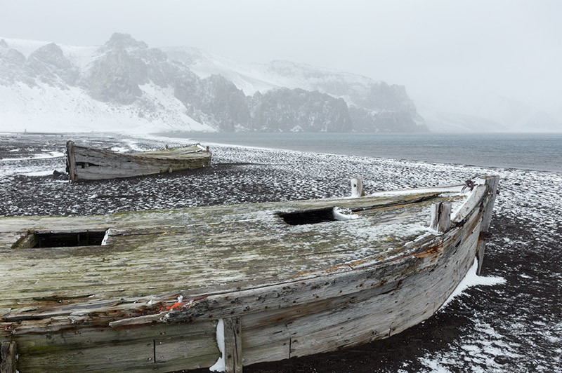 Beached Whaling Boats. Deception Island, Antarctica