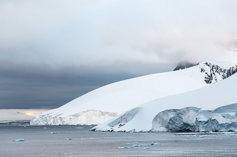 Glaciers into the Sea. Paradise Bay, Lemaire Channel, Antarctica