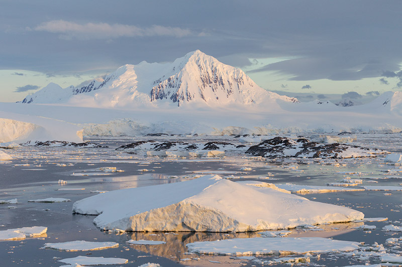 Mount William and Sea Ice Anvers Island, Antarctica