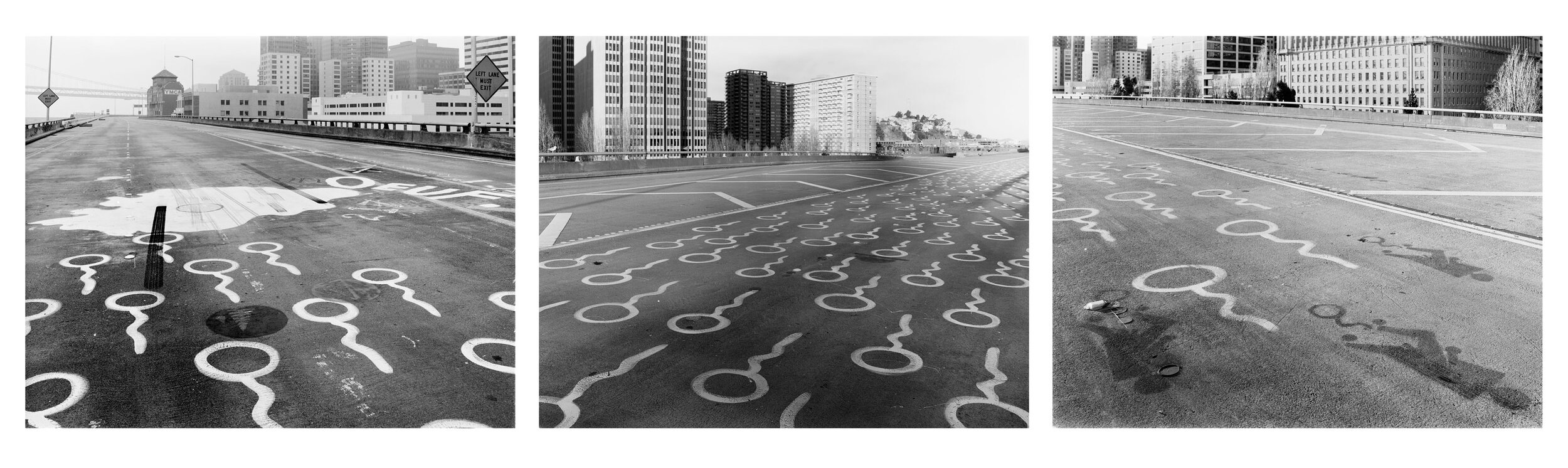 Upper Deck Swim Graffiti. Embarcadero Freeway, San Francisco, CA. 1990