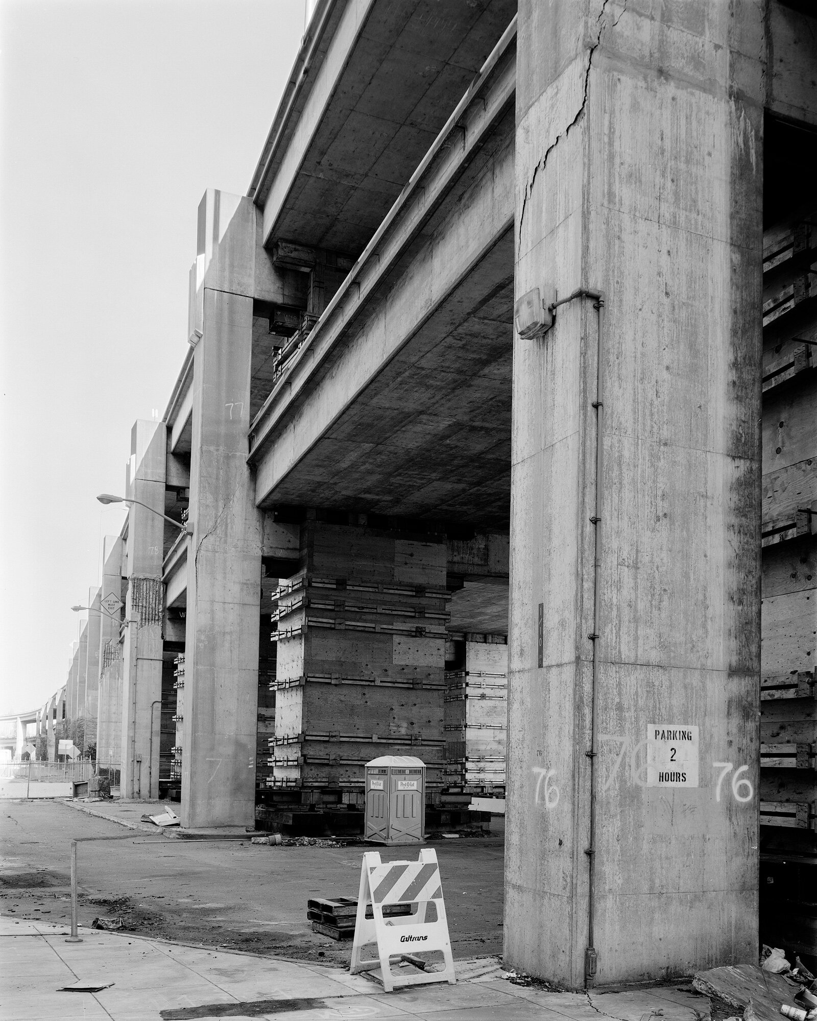 Cracked Columns. Ferry Building Pedestrian Crossing, Embarcadero Freeway San Francisco, 1990