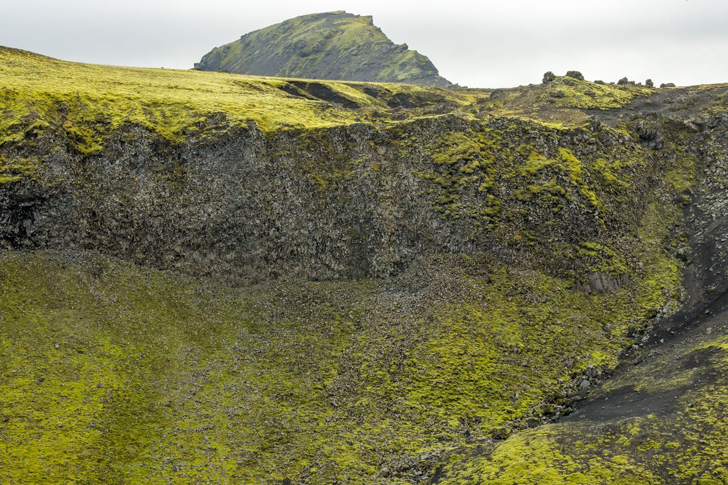 Volcanic Cliff & Moss. Western Highlands, Iceland. 2022