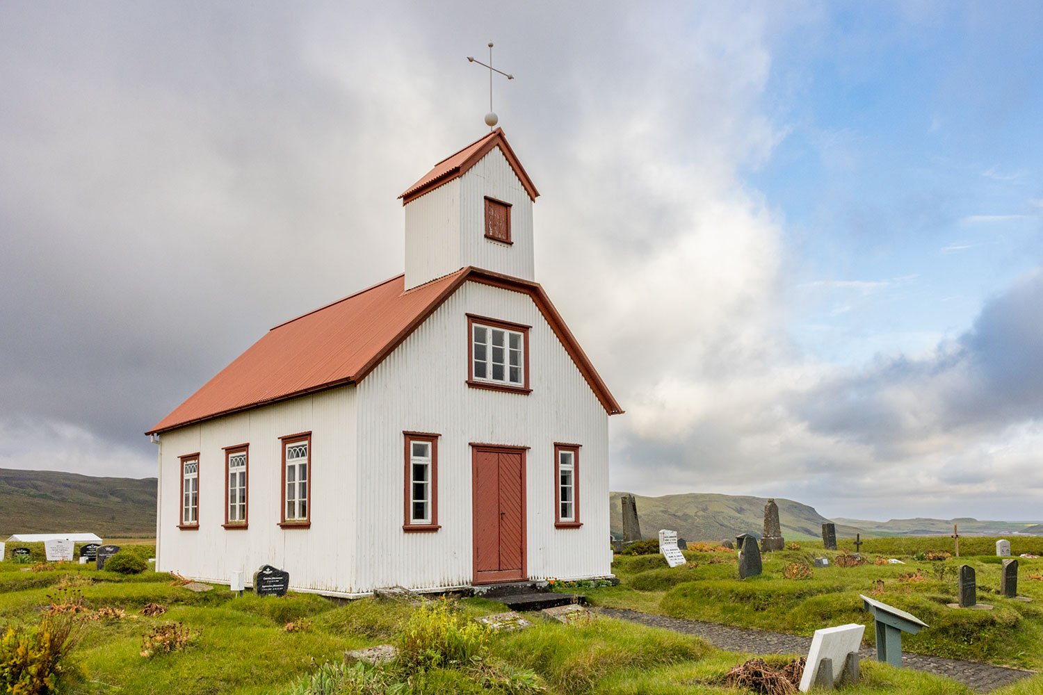 Red Roof Reyniskirkja Church. Western Highlands. Iceland, 2022