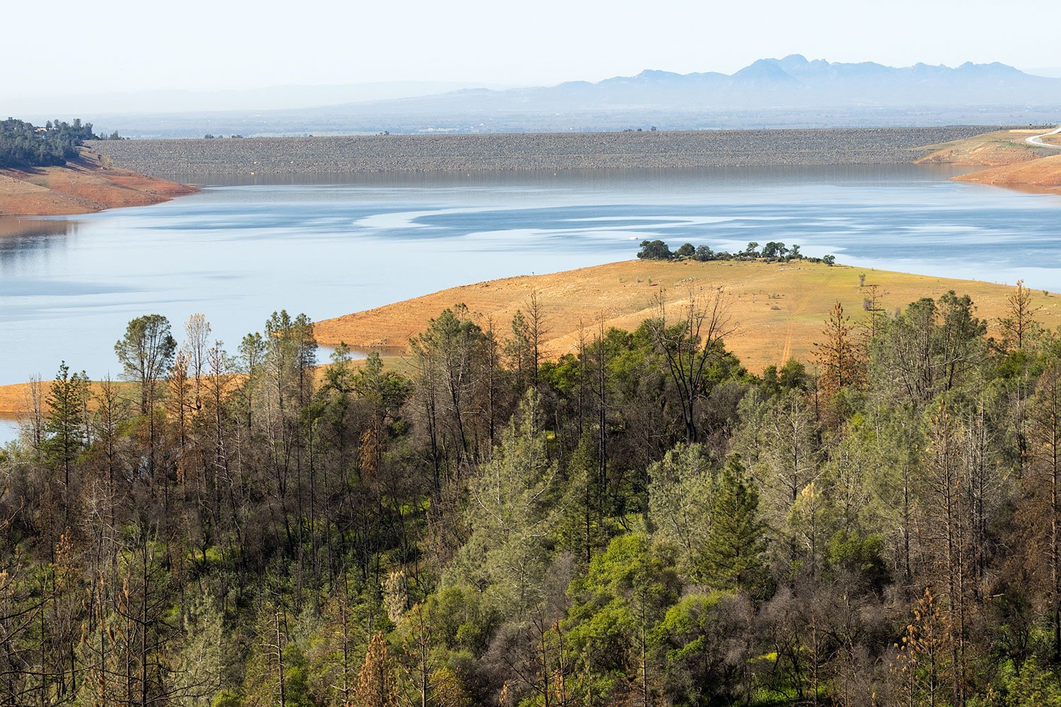 Earthen Dam. Lake Oroville. Study #1. Oroville, CA. 2022 (39°35'11.484" N 121°26'25.368" W)