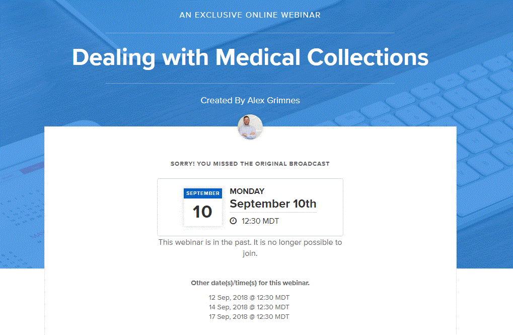 Free Webinar: Dealing with Medical Collections 