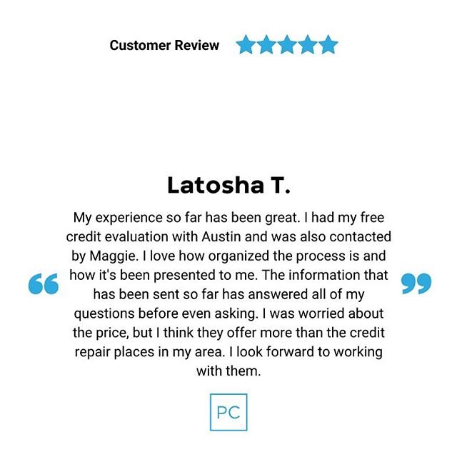 Thank you Latosha! We aim to help every one of our customers reach their credit goals as soon as possible!
.
.
.
Make sure to click the link in our bio to get to our webpage, blog and podcast!
.
.
#credit #creditrepair #creditrepairservices #mortgage