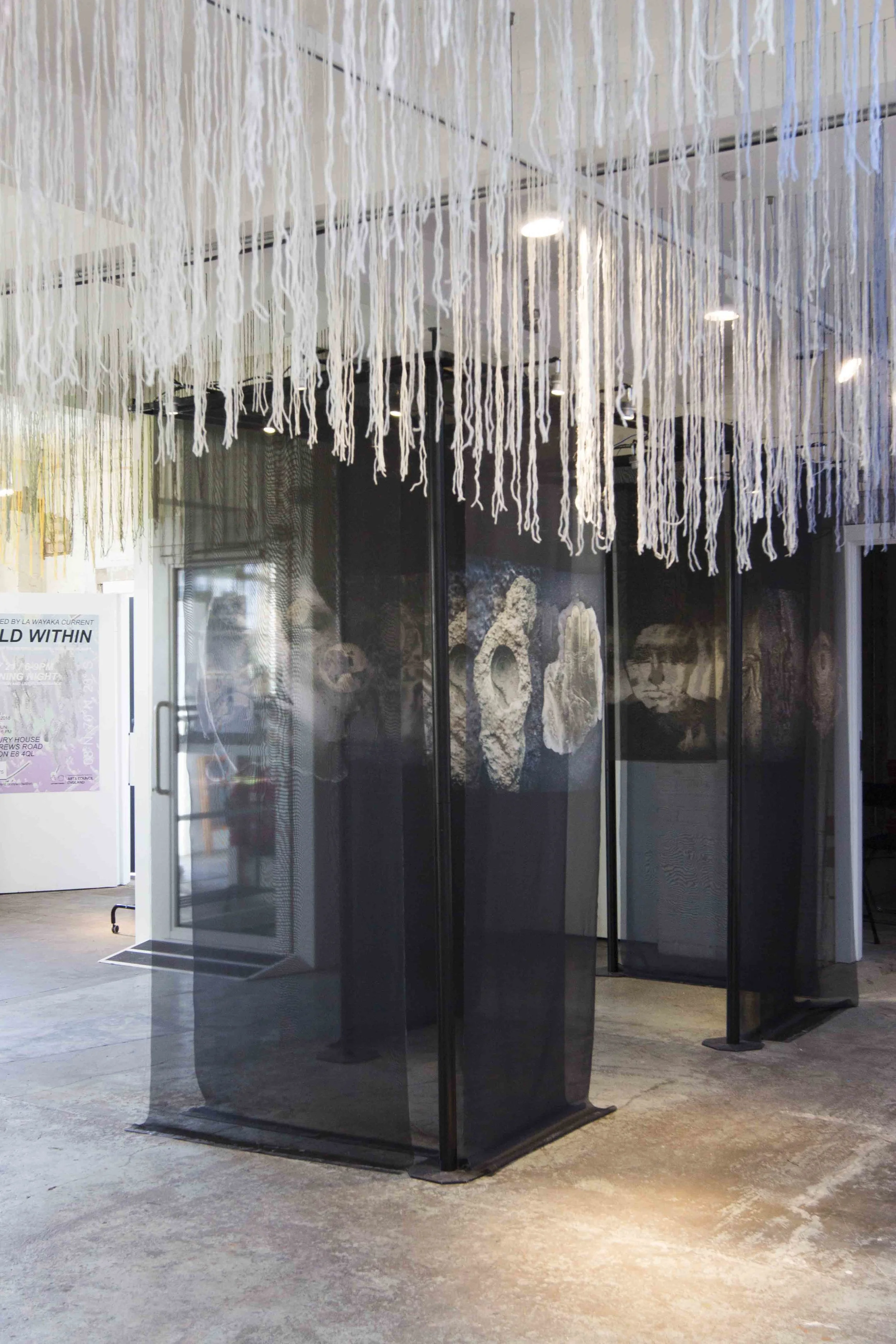 THE SHAPE OF THE VOID, Paula Teller. 2018. Photo on fabric, lights and steel frame. Tropic 08ºN