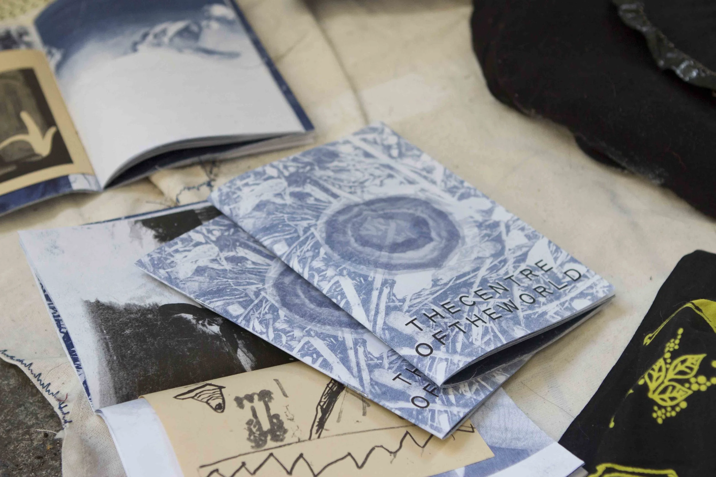 THE CENTER OF THE WORLD, Anna Torronen. 2018. Painted and printed canvas with riso-printed book. Tropic 08ºN