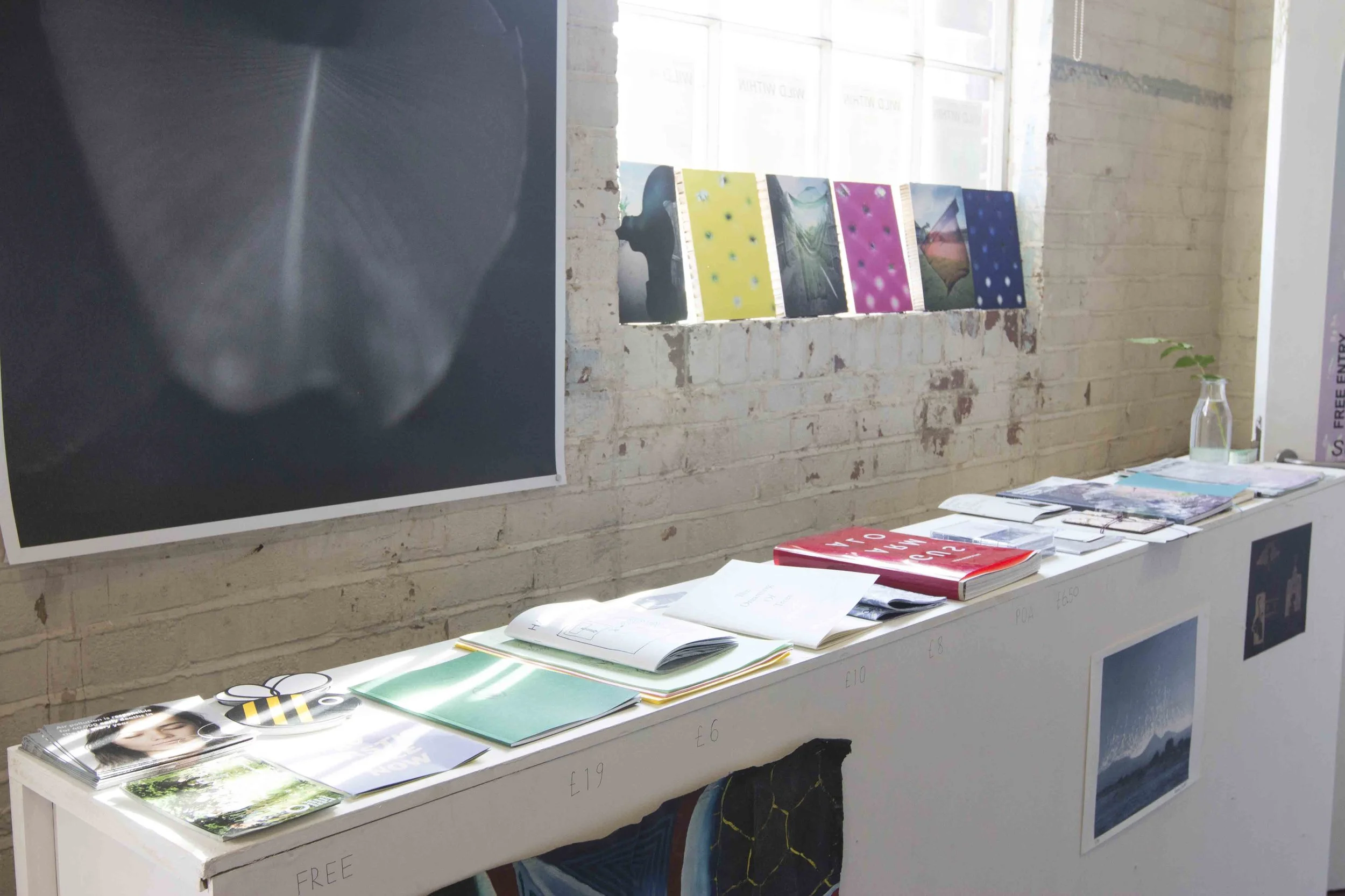 Books from left to right - Mischa de Stroumillo, Kieran Rid, Deborah Templeton, Anna Toronnen, Vera Nowottny, Jonathan Higgins (cassette tape), Hannah Rowan, Mira Andres (above), Francesca de Luca (below), Hanna Mattes.