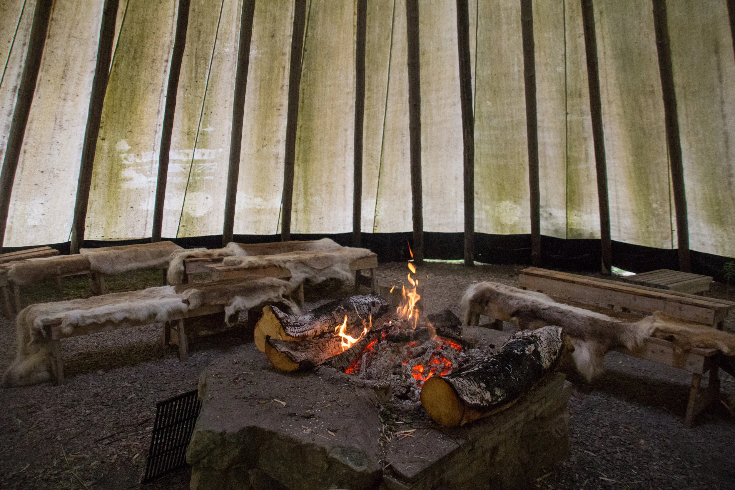 Sharing stories under the shelter of reindeer skins in a Lavuu tent above the arctic circle