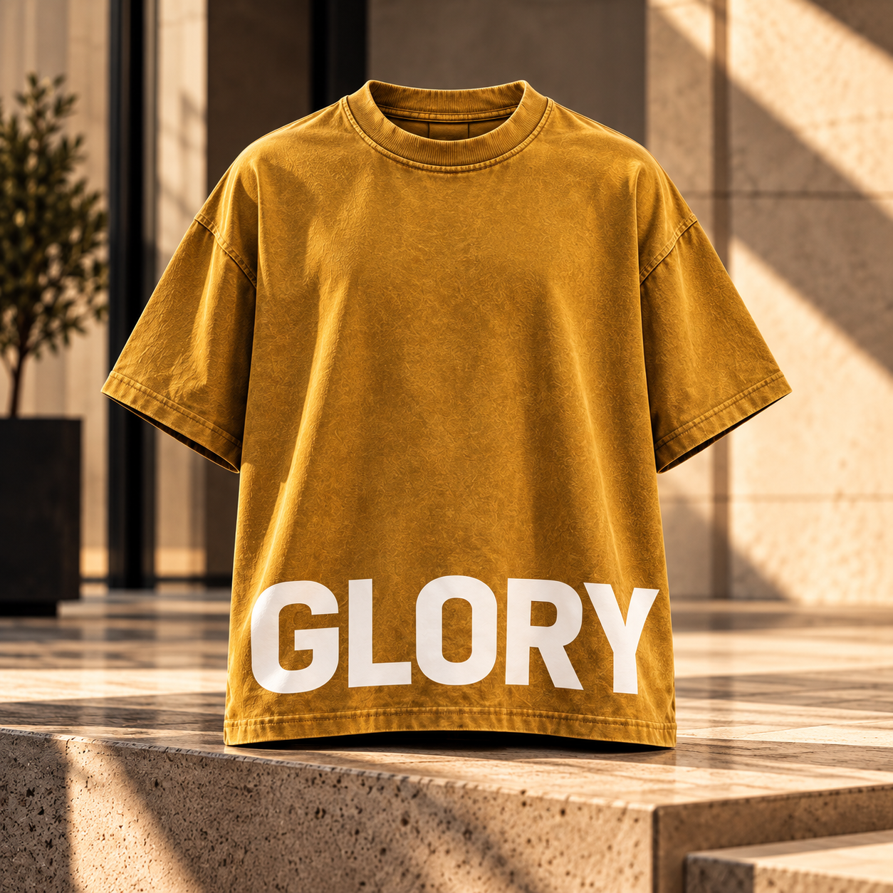 Mustard Glory Tee in Warm Light.png