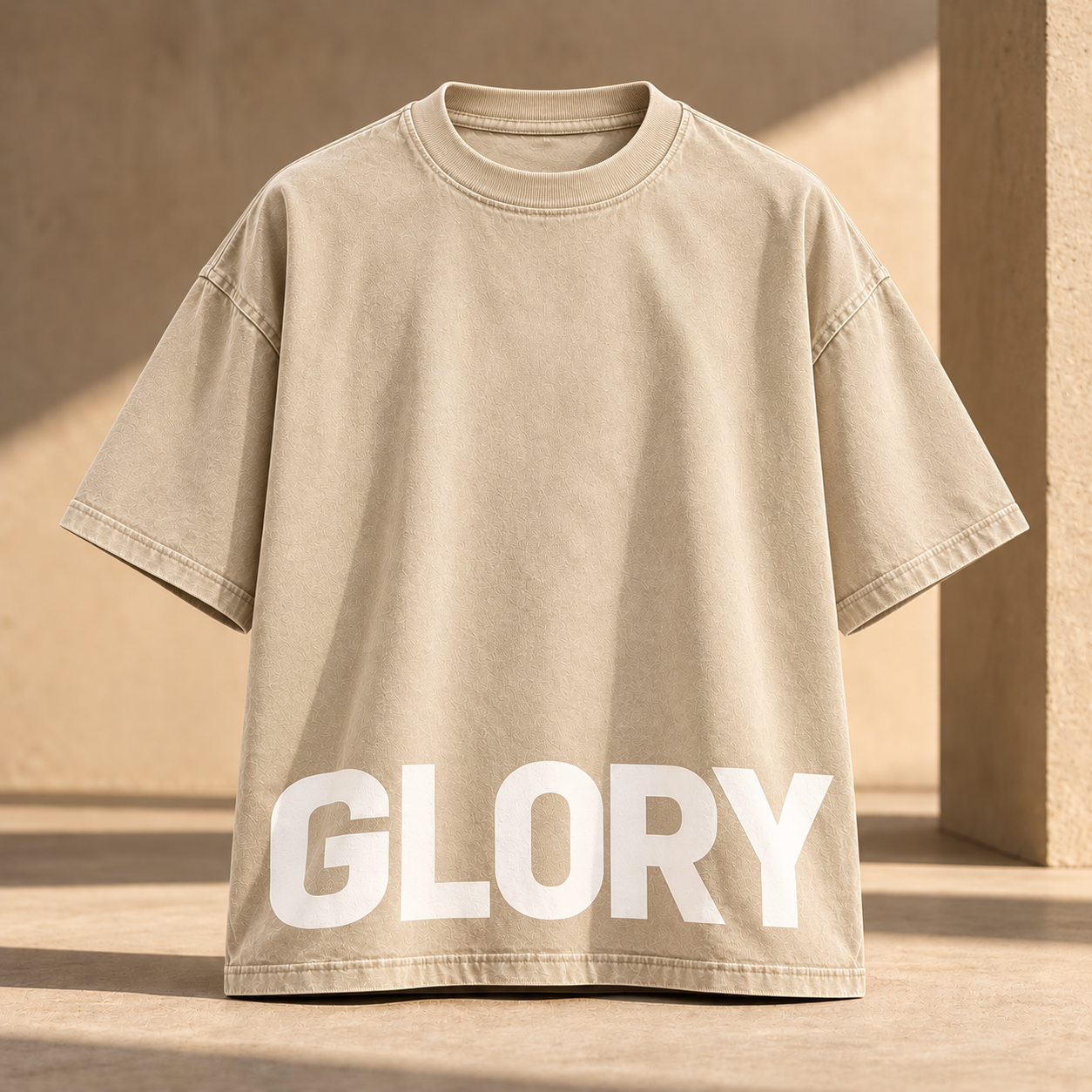 Oversized Beige Glory T-Shirt Editorial.png