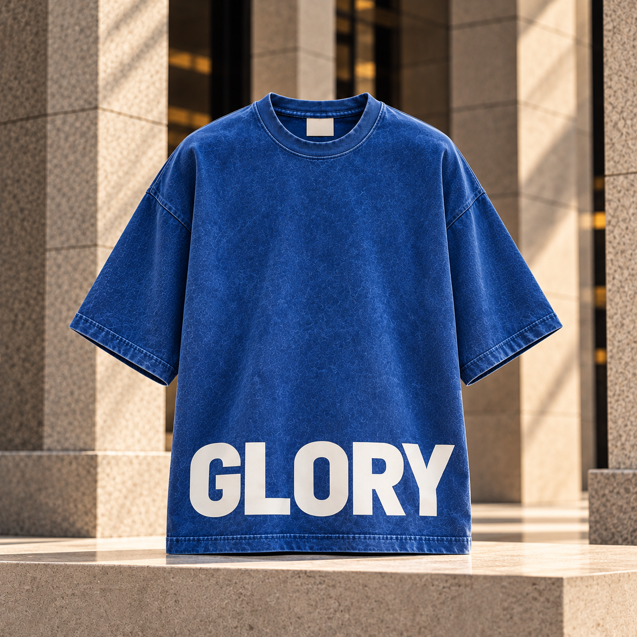 Cobalt Glory T-Shirt in Stone Architecture.png