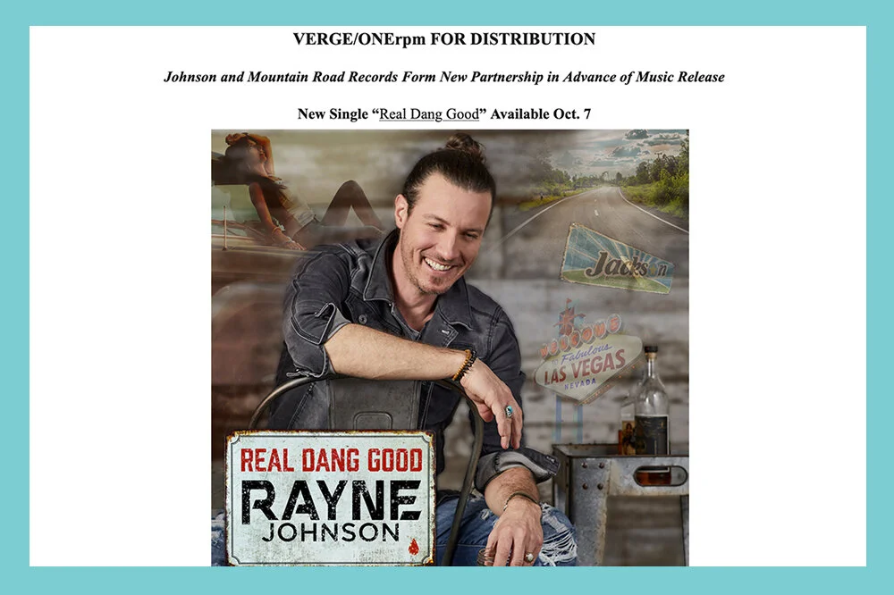 RAYNE JOHNSON SIGNS WITH VERGE/ONErpm FOR DISTRIBUTION