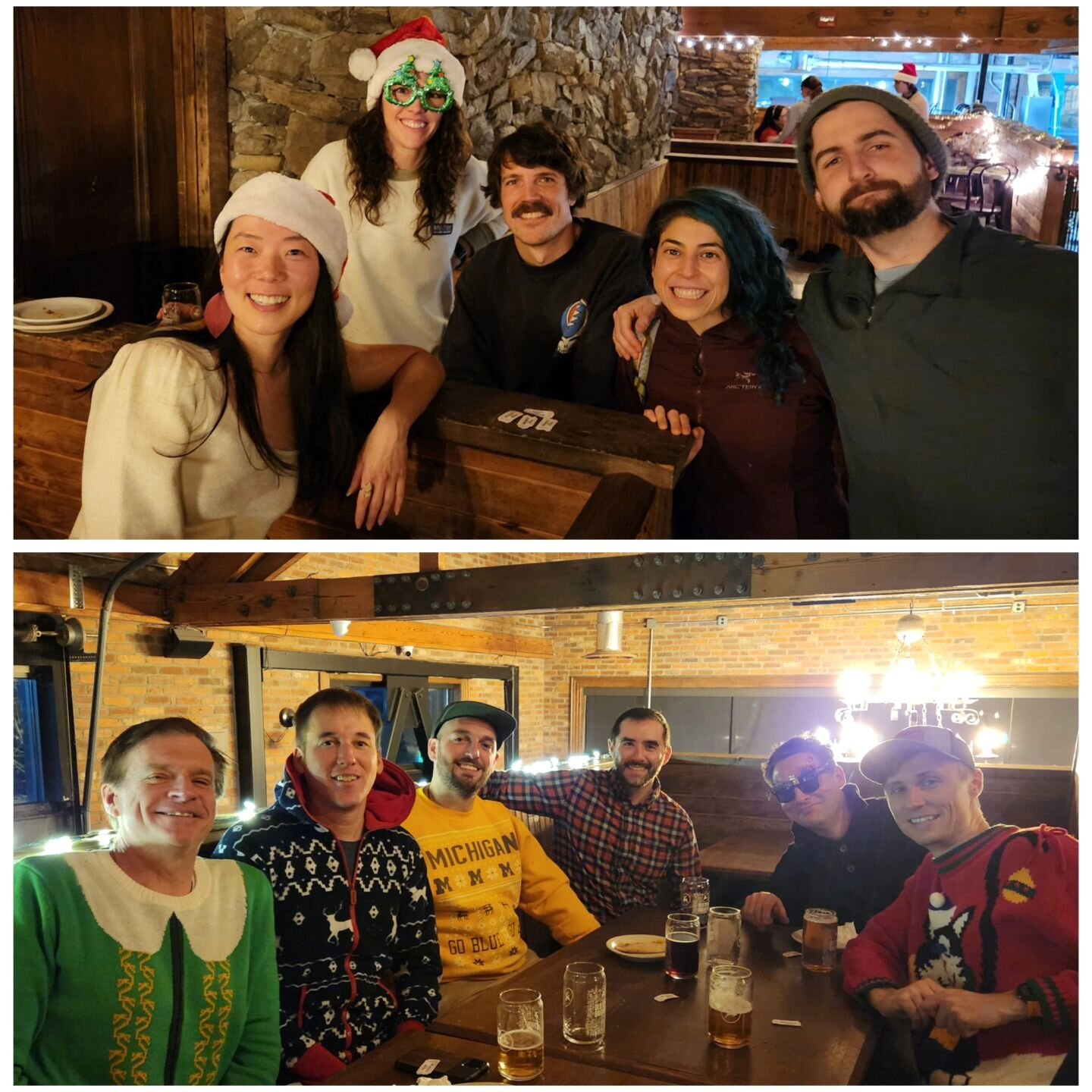 Part 2. Christmas sweaters and jammies, NoPo edition! Hot pizza pies, spiced Dunkel lager, and sweet treats kind of evening. We gave away some shirts and other goodies from @lustrepearlportland, @forgehotyoga and @drinklmnt. Looking good everyone! Ho