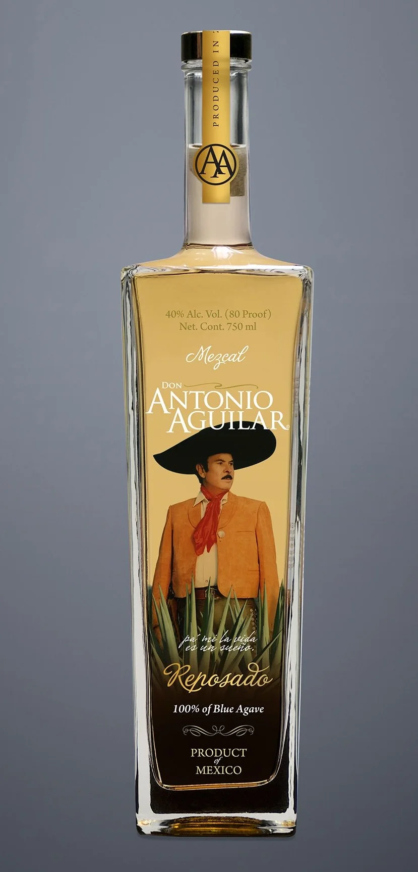 MEZCAL ANTONIO AGILAR is made with the same type of agave that Tequila is made with, tequilana Weber also known as blue agave. However, it can not be call Tequila because it is produced outside the restricted area protecting the Tequila denomination. Antonio Aguilar is a Mezcal from Zacatecas. "El Charro de México"