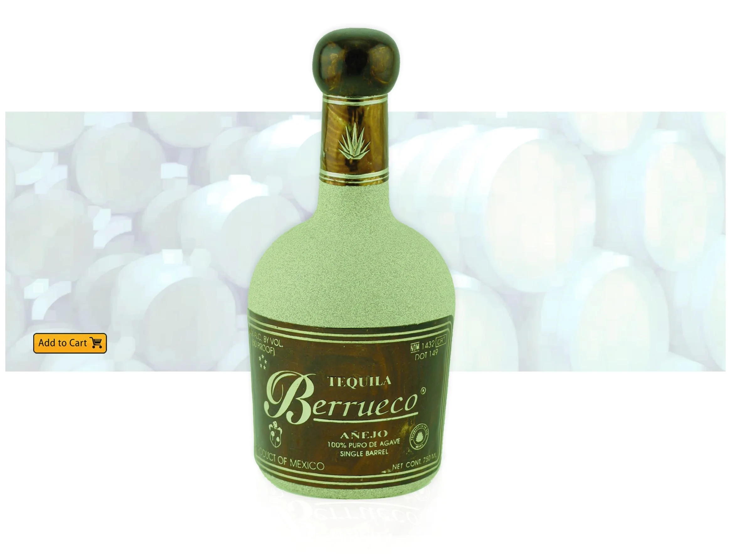 BERRUECO ANEJO, NOM-1432 Bourbon-like, Tequila Berrueco Single Barrel is aged in new, charred American Oak barrels. The the nose of this vintage Single Barrel gives way and prepares your palate for a velvety butterscotch flavor. Aged for 12 months, Tequila Berrueco wood notes and butterscotch mouth feel are overwhelming.