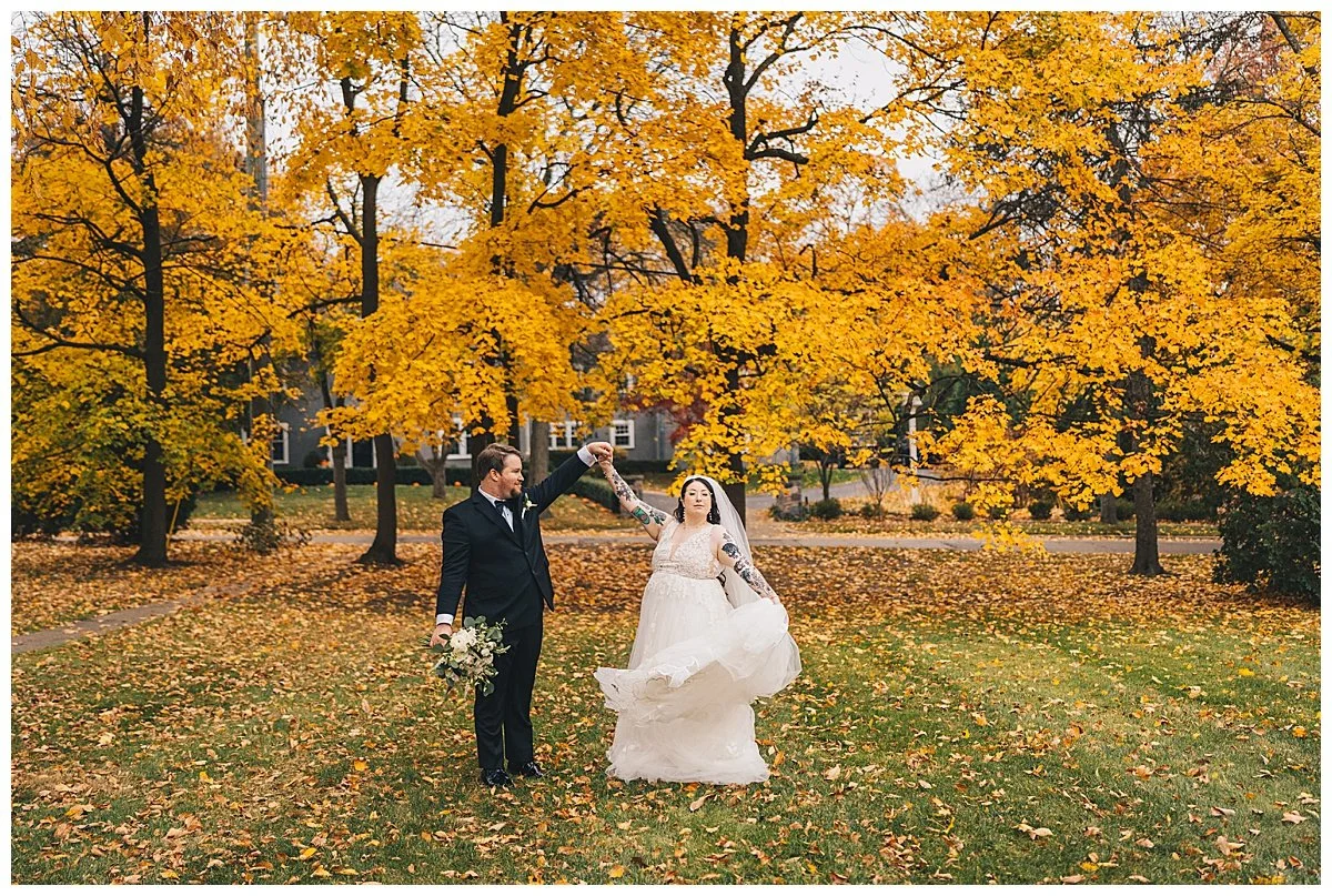Couple on their wedding day during portraits