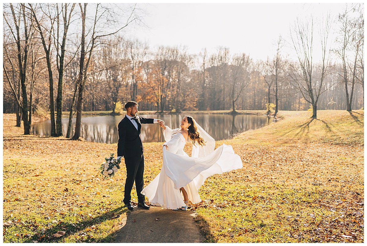 Couple enjoying the outdoor space at their Nashville wedding venue