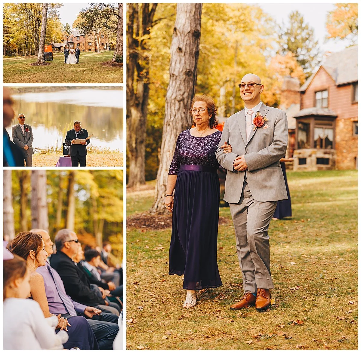 Groom waiting nervously before seeing bride walk down the aisle
