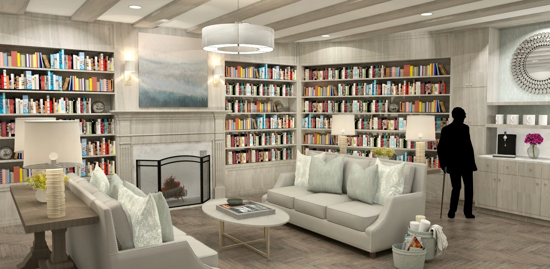 Library and Fire Place Room