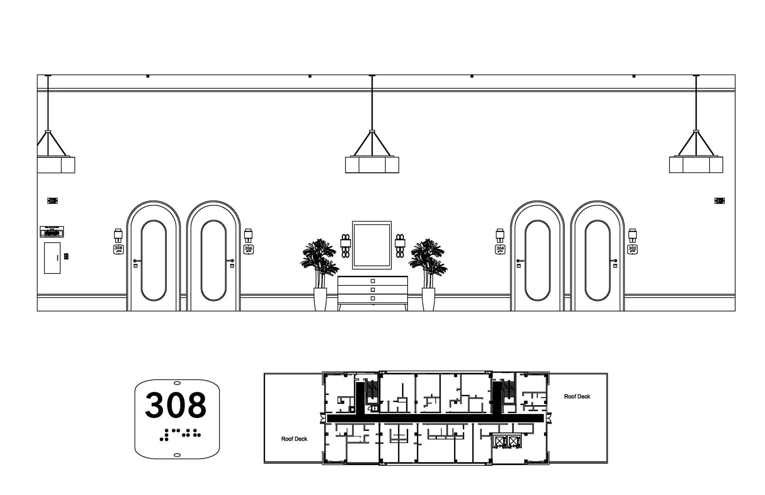 THIRD FLOOR PARTIAL ELEVATION OF CORRIDOR