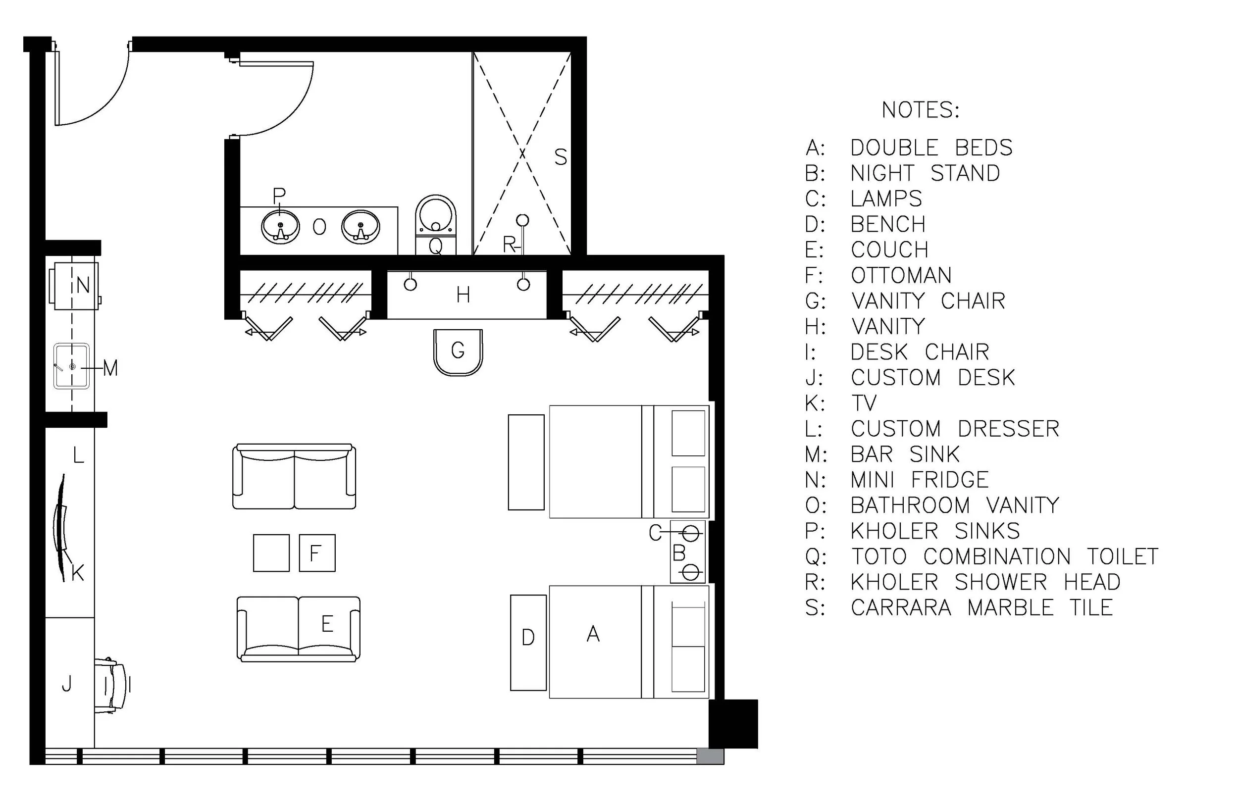 Double Room Key Plan