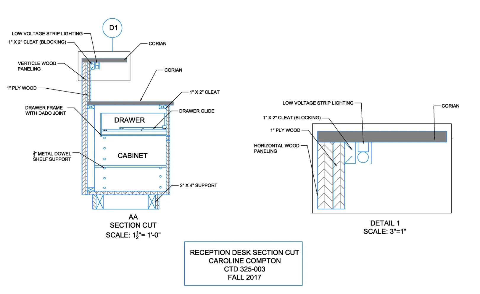 Section Cut of Reception Desk