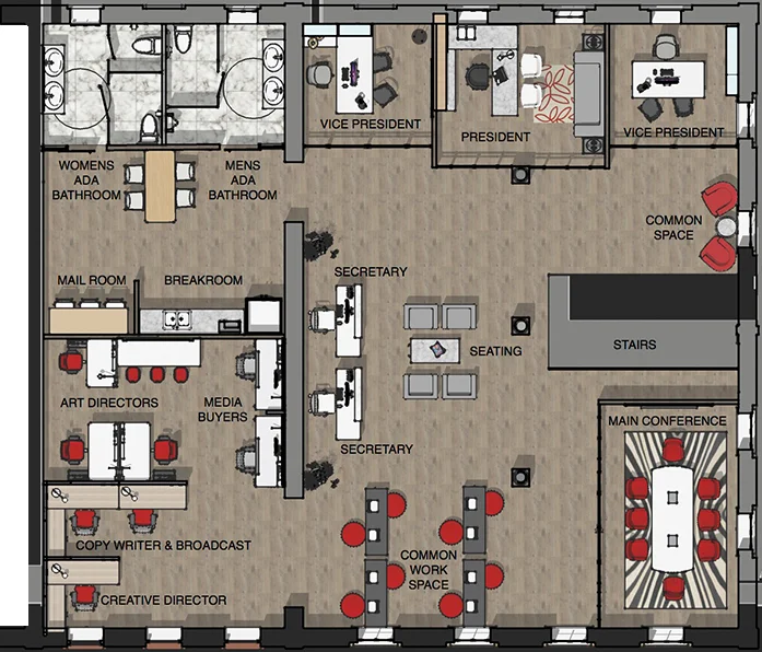 Second Floor Rendered Floor Plan