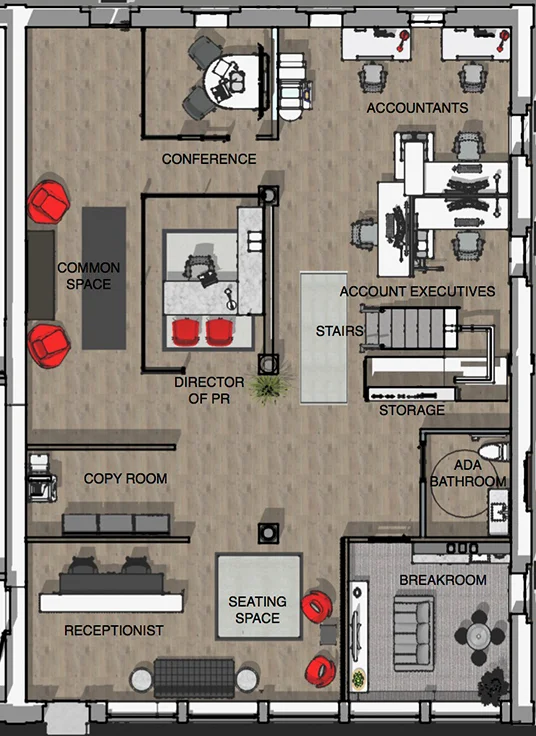 First Floor Rendered Floor Plan