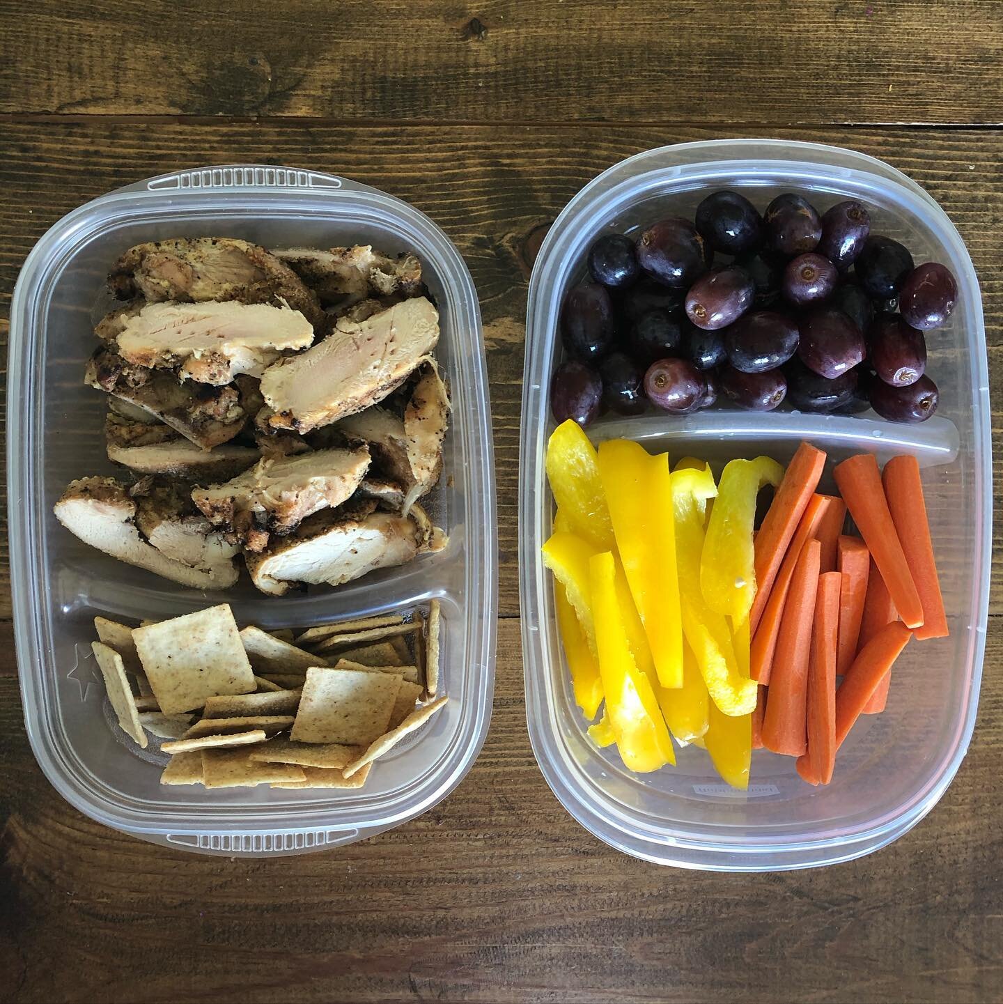 The kids wanted a picnic lunch on the bridge on our walking trail today, so I said YES!
- cold, sliced chicken thighs
- @simplemills crackers
- carrots and peppers slices 
- grapes
.
We probably walked/bikes/scootered 1.5-2 miles, played on the play 