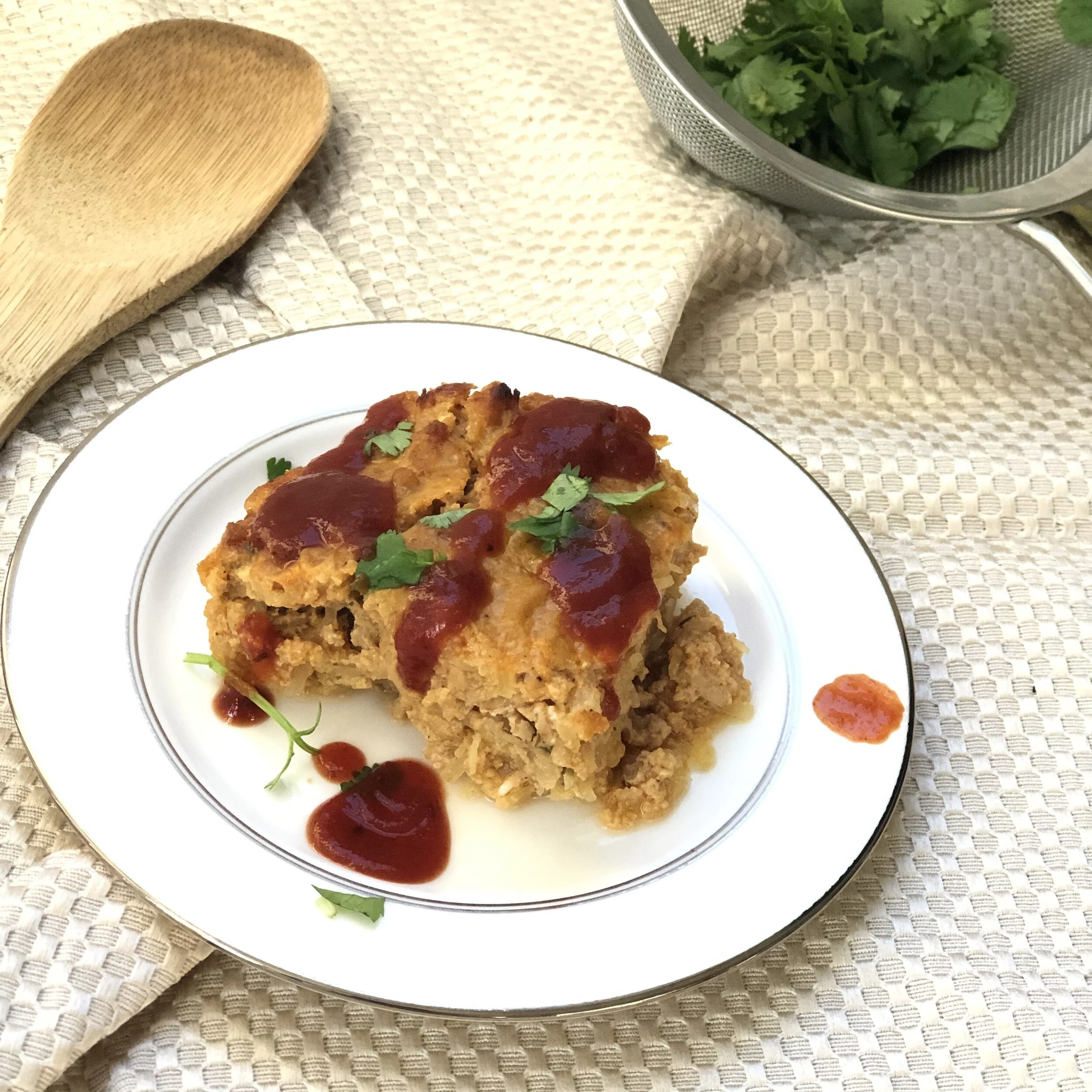 Whole30 Copy Cat CPK BBQ Chicken (Pizza) Spaghetti Squash Bake