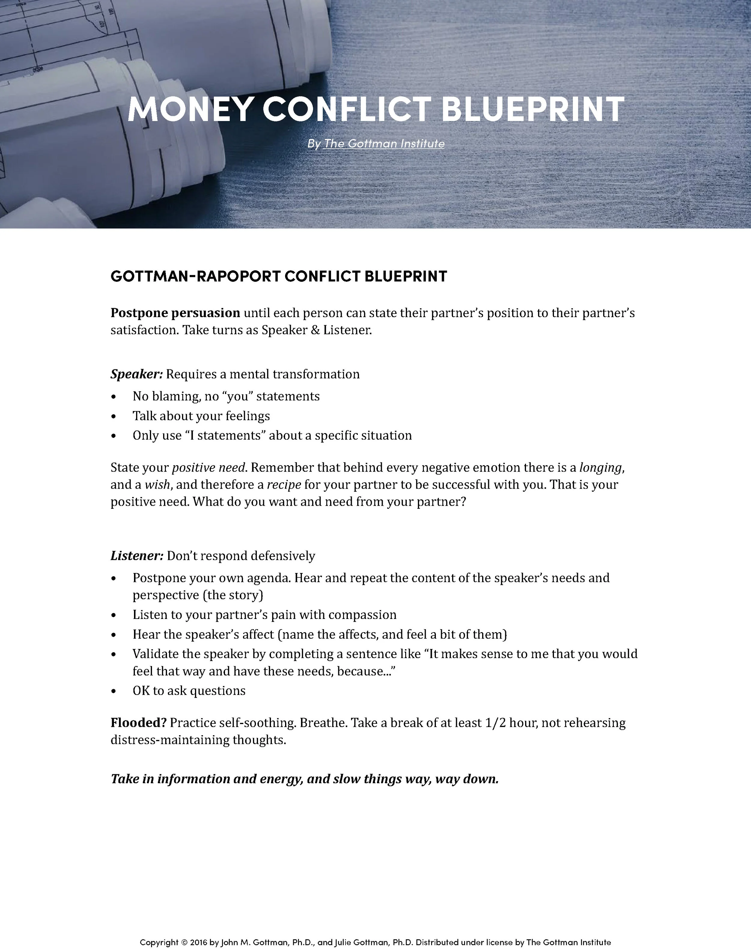 Exploring Conflict Resolution using the Gottman's Blueprint — Dr. Amy E