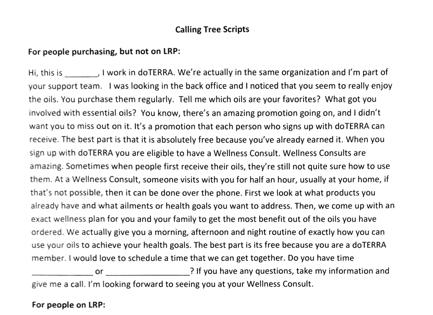 Calling Tree Script