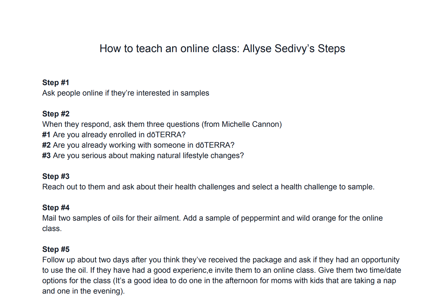 How to Teach an Online Class: Allyse's Steps