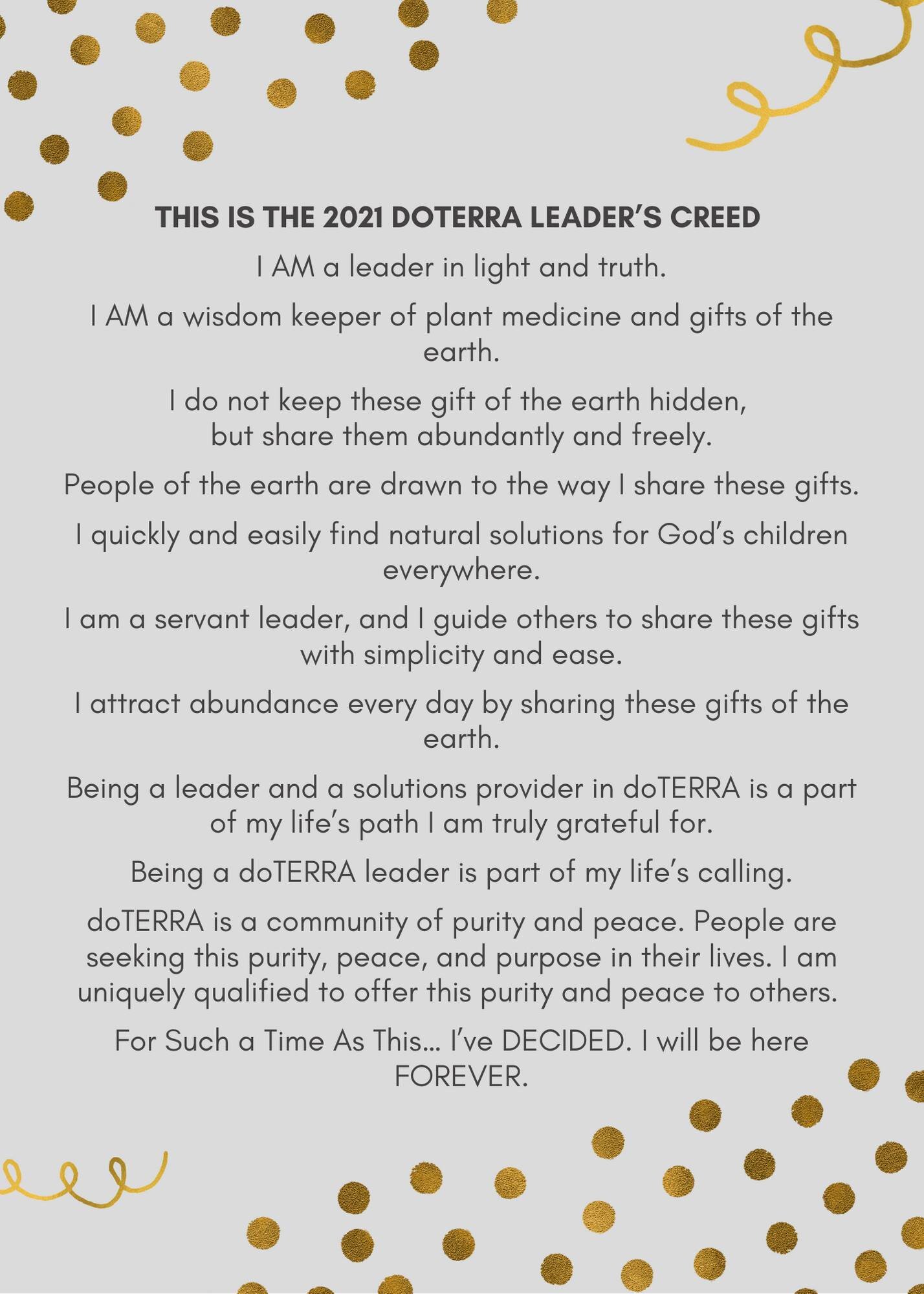 doTERRA Leader's Mantra