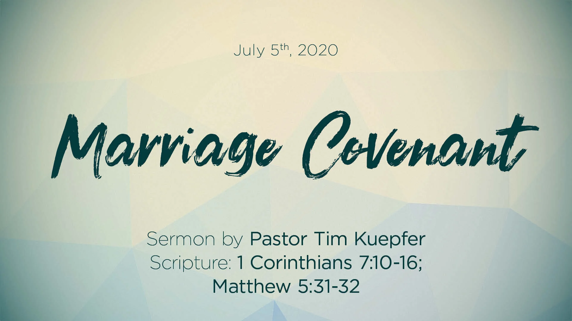 1 Corinthians 7:10-16; Matthew 5:31-32 – Marriage Covenant