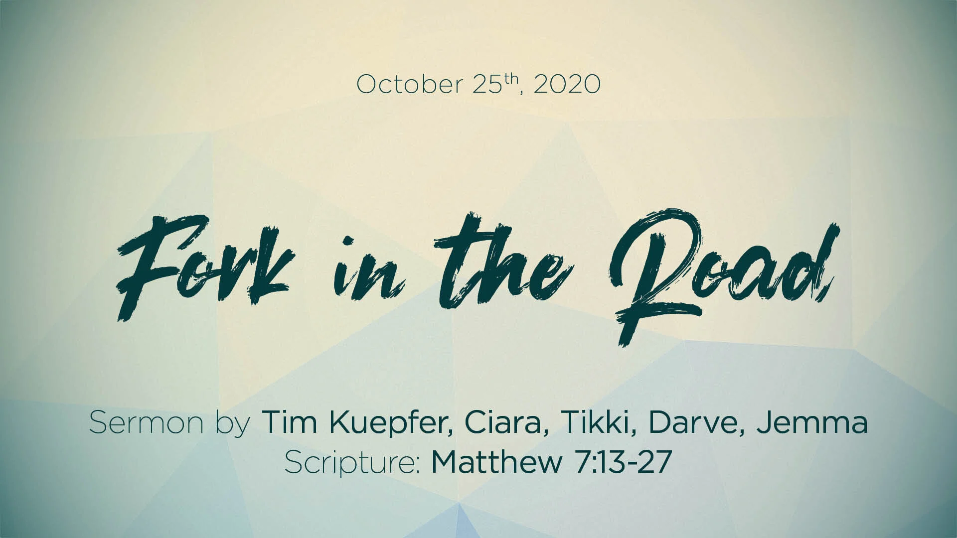 Matthew 7:13-27 – Fork in the Road